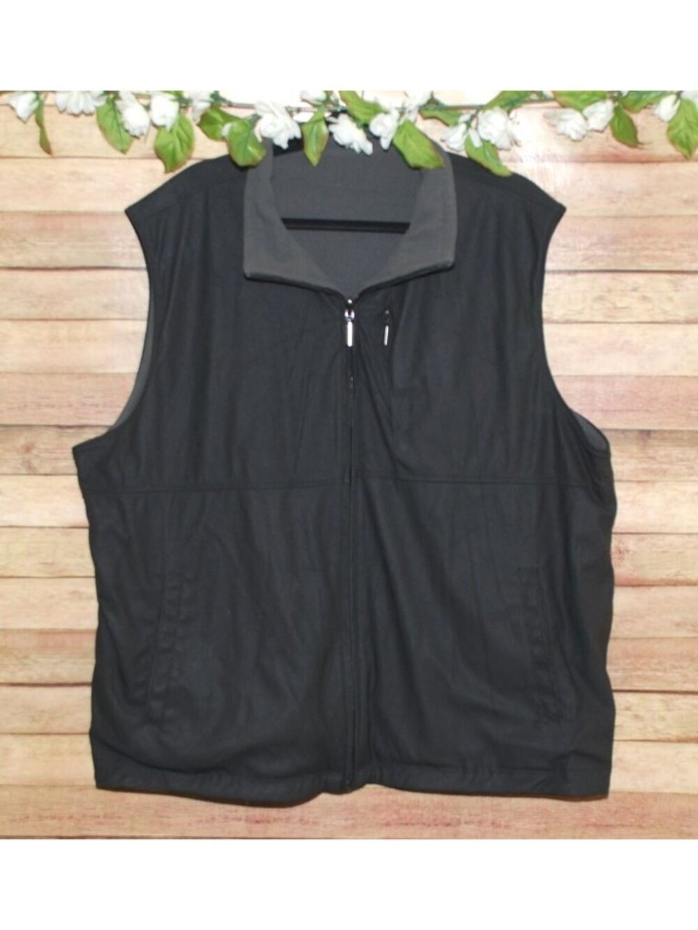 Johnston & Murphy Men's Reversible Vest Jacket Size XXL Black Gray Full Zip